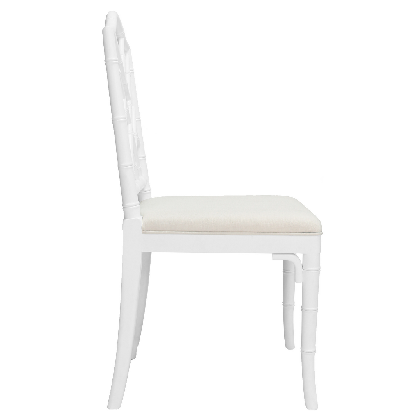 Chippendale Style Bamboo Dining Chair in White Lacquer