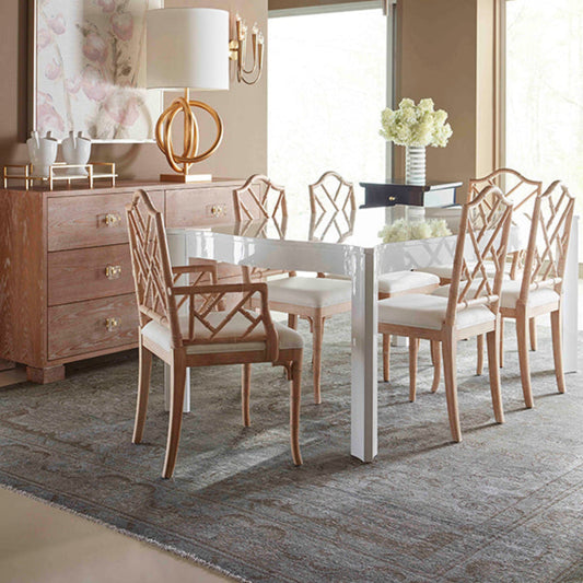 Chippendale Style Bamboo Dining Chair in Cerused Oak