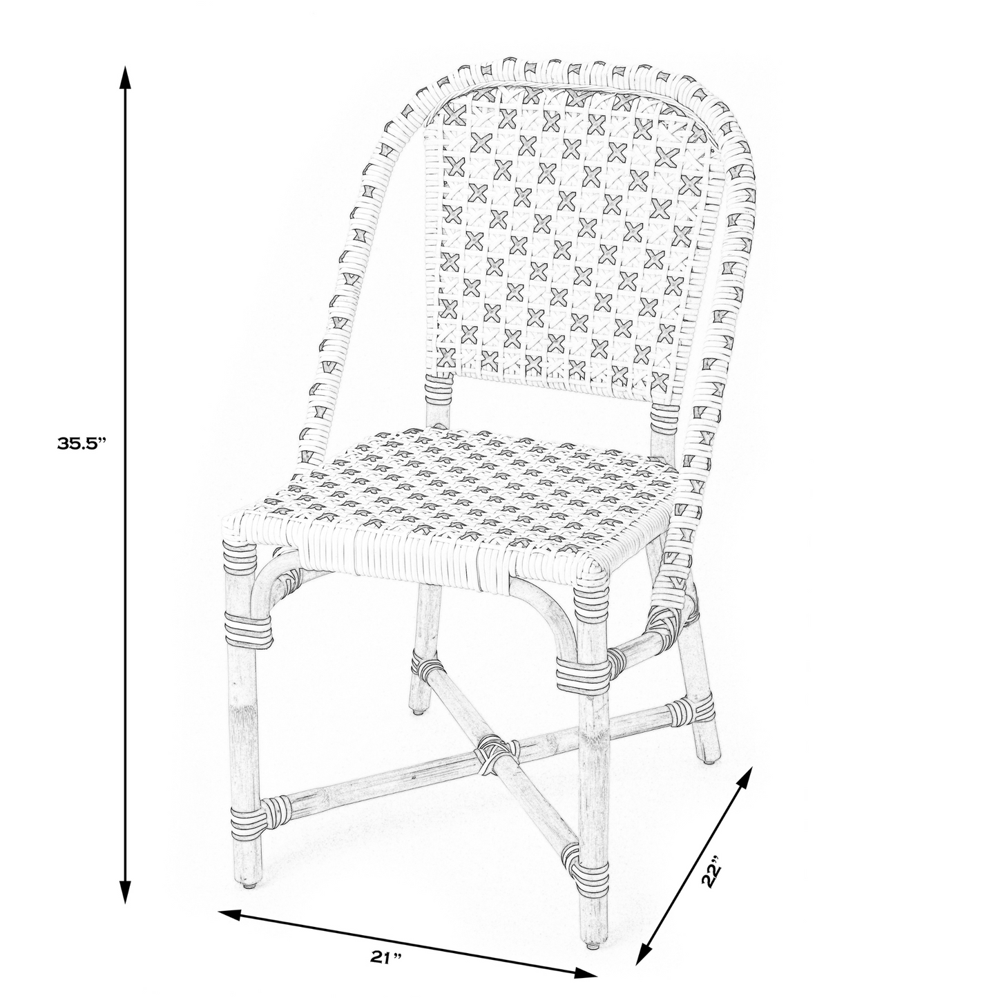 Glossy White Rattan Frame Dining Chair
