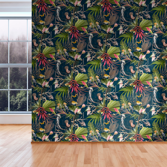 Menagerie - Navy <br> Wallpaper