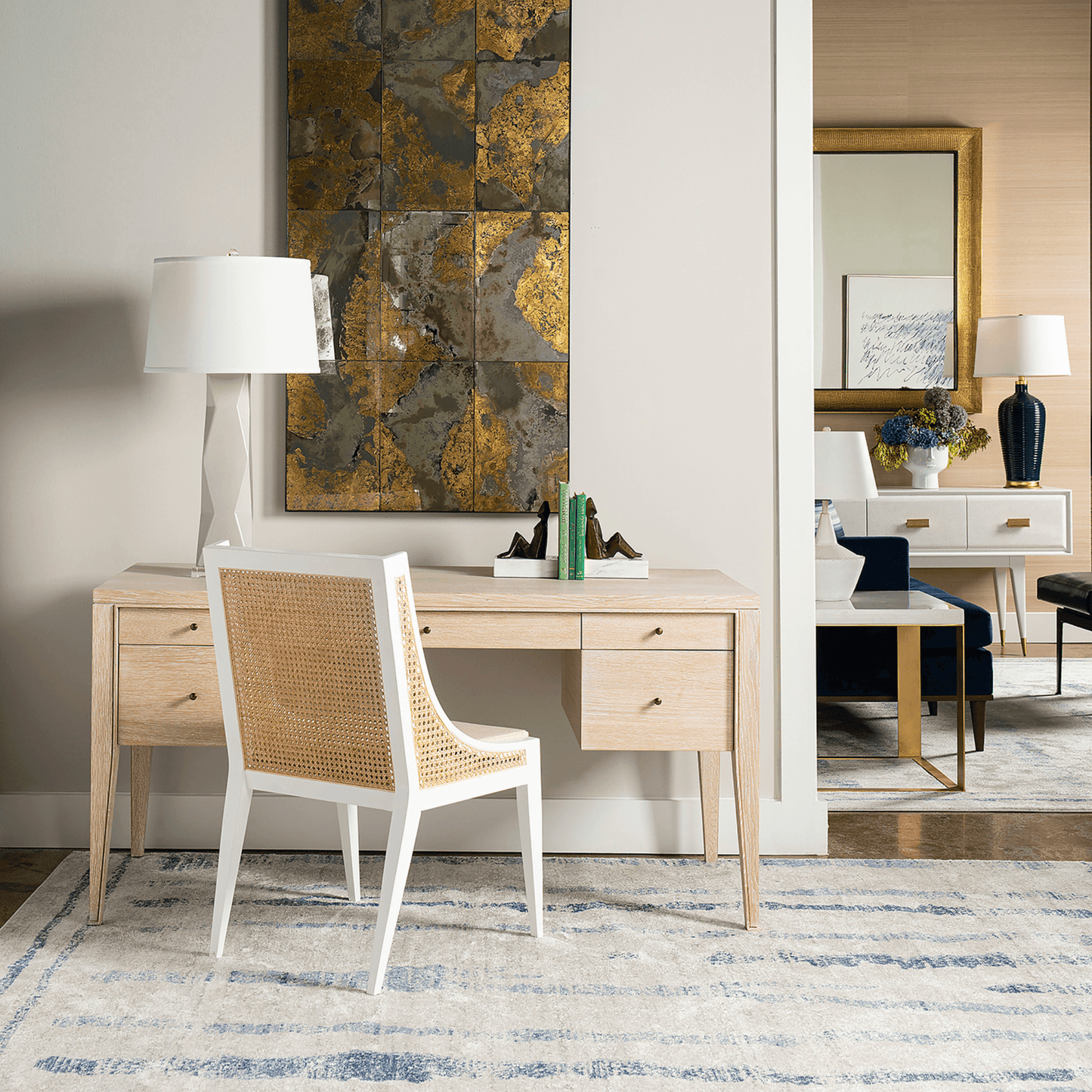 Raleigh Caned Armchair in Eggshell White