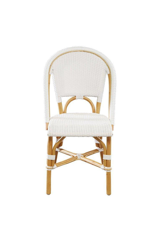 White Woven Resin Finish Dining Chair