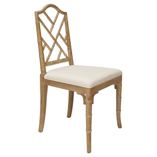 Chippendale Style Bamboo Dining Chair in Cerused Oak