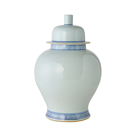 Greek Key Lidded Temple Jar