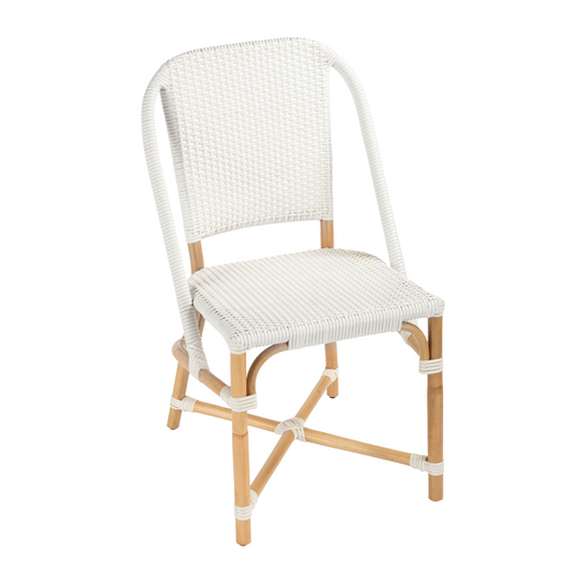 Glossy White Rattan Frame Dining Chair