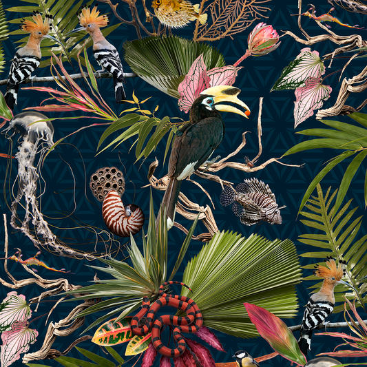 Menagerie - Navy <br> Wallpaper